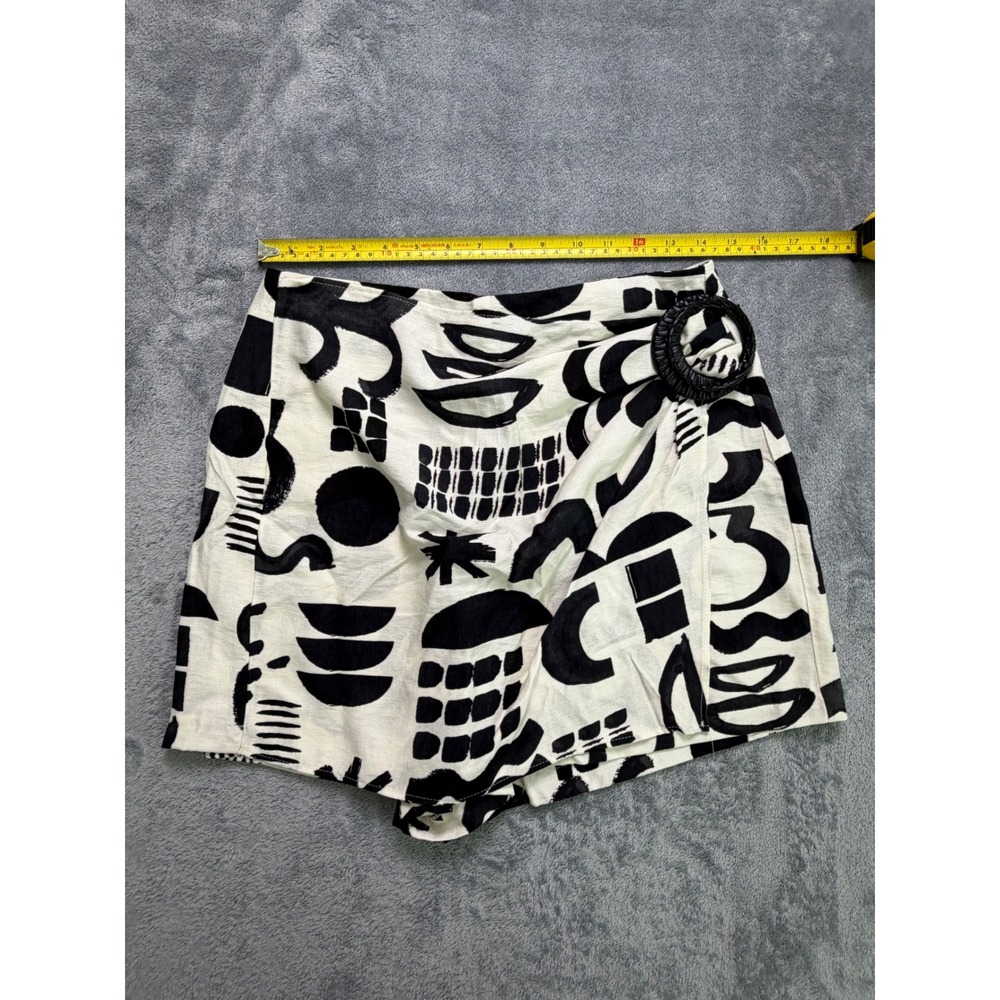 Zara Abstract Wrap Mini Skort Linen Blend Italian European Summer Vacation L - Picture 7 of 8